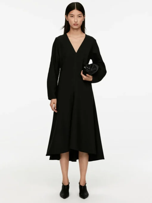 Flared Wool-Blend Midi Dress