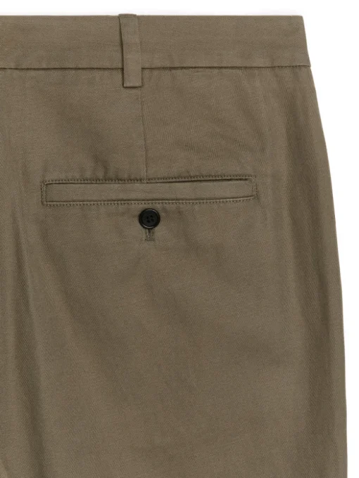Regular Cropped Cotton-Linen Trousers